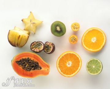 食品,影棚拍摄,室内,酸橙,白色_81992659_Tropical fruit including papaya, star fruit, orange, kiwi fruit, lime_创意图片_Getty Images China